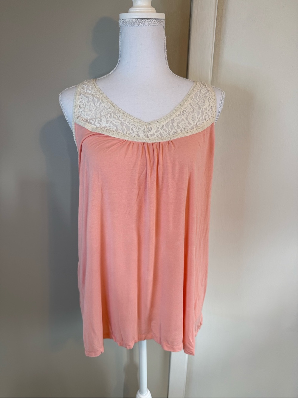 Cynthia Rowley Pink Lace Trim Tank Top Size XL